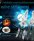 All In One Wire Stripper And Crimping Tool Set, 2 Pack Foldable Pliers For 10 24 AWG Wires shown with high-carbon steel design