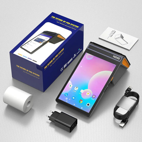 4G And WiFi POS Terminal With Android 12, 3GB RAM, 16GB ROM, 8 Inch IPS Touch Screen, retail packaging, accessories included