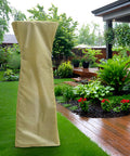 Weather Resistant Outdoor Cover For Three Foot Tabletop Pyramid Patio Heaters Durable Protective Heater Cover For Patio Deck And Backyard All Season Weather Shield Tan covering heater on patio