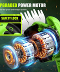 Close-up of upgraded power motor for 2-In-1 600W Cordless Hedge Trimmer And Grass Trimmer 21V Battery Powered Garden Tool