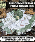 Arborist Knots Knot Cards For Tree Climbing And Trimming Waterproof 14 Page Pocket Guide in leaves showcasing durability