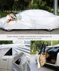 Weatherproof Car Cover for Sedans Up To 200 Inches With Door Zipper, UV And Snow Protection, Dustproof Shield in use outside