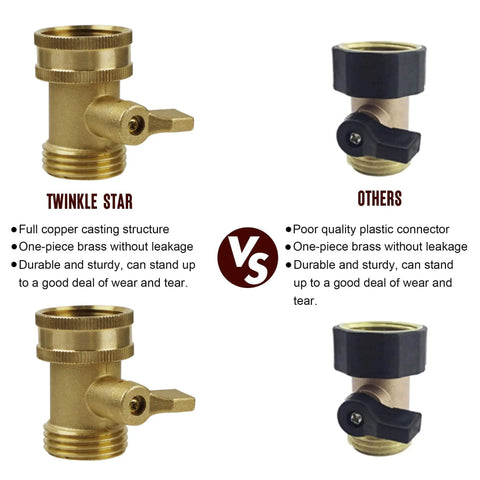 Three Quarter Inch Water Hose Shut Off Valve Two Pack Solid Brass Leak Free Ball Valve For Garden Hose Heavy Duty Durable Corrosion Proof Quick Shutoff For Easy Water Control, brass valve comparison