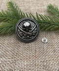 Badass 30Mm Skull Screw Back Buttons For Leather Crafting Premium Coin Style Alloy Snap Fasteners With Corrosion Resistant Finish on fabric.