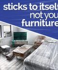 Room with furniture wrapped in Industrial Strength 18 Inch Stretch Film Wrap Roll Set For Moving And Packing, 7 Layer