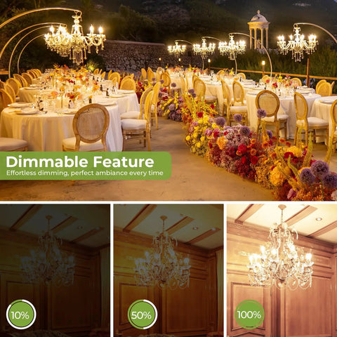 Candelabra LED Filament Bulbs Dimmable 60W Equivalent For Chandelier Lighting in elegant outdoor and indoor settings