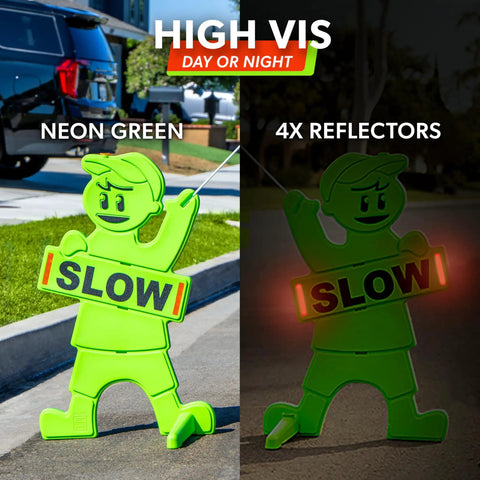 Kids At Play Safety Sign With High Visibility Flag For Street Traffic Slow Down Zone Great For Neighborhoods And Driveways