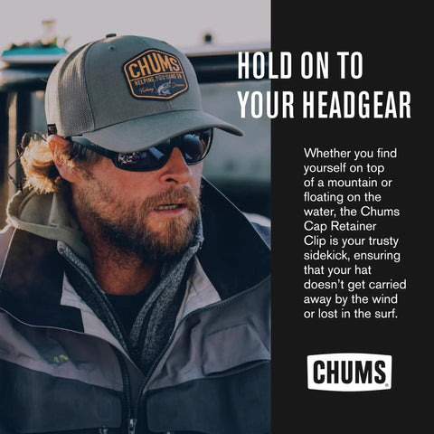 Person wearing a hat with Travel Hat Clip With Adjustable Cap Retainer for hiking outdoors