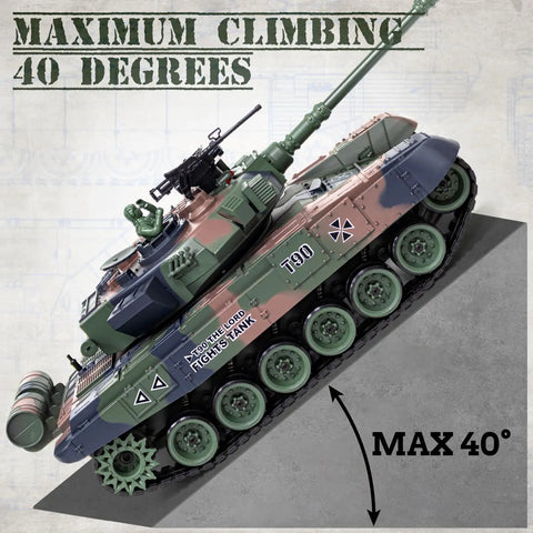 1:18 RC Tank With 2.4GHz Remote Control Realistic Russian T90 Beefed Up Battle Ready Tank climbing 40-degree slope