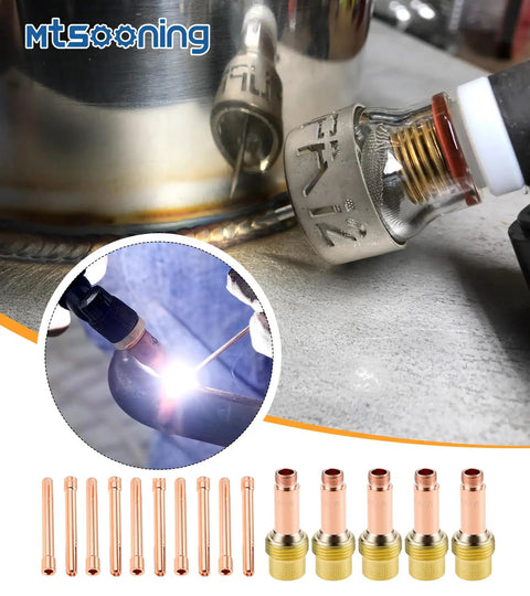 Pro Grade Tig Welding Consumables Kit With Gas Lens Collet Bodies And Copper Collet Tips For WP 17 18 26 Series Torches