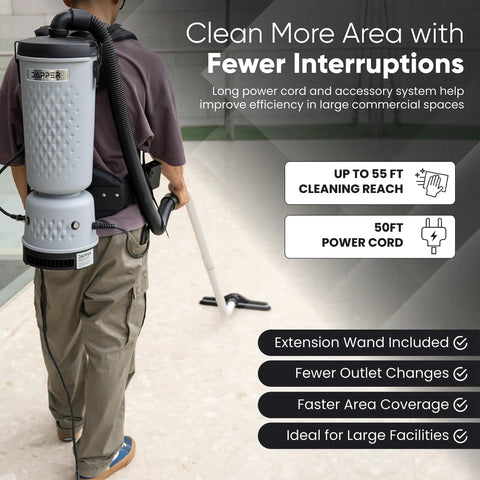 Dapper Durable 13 Pound Lightweight Backpack Vacuum Cleaner With Hepa Filter And 10.5 Qt Capacity Perfect For Hard Floors Carpet Stairs And Offices Featuring Padded Straps Chest Harness And Waist Belt For Comfortable Extended Use