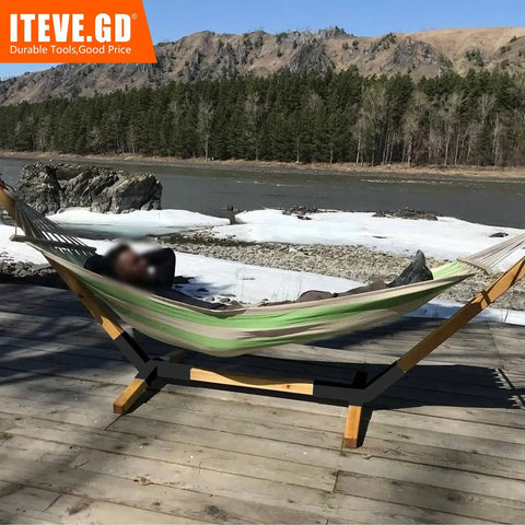 Heavy Duty Hammock Stand Kit With DIY Brackets For 4x4 Lumber, 14GA Steel, 500 Lbs Capacity, Powder Coated Finish, 1 Pair, Wood Posts Not Included, Outdoor Ready And Weatherproof For Your Yard