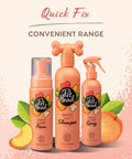 Hassle Free Dry Dog Shampoo Peach Scent Spot Wash For Pooches On The Go Natural Oil Blend Fast Drying Deodorizing Spray trio of grooming products