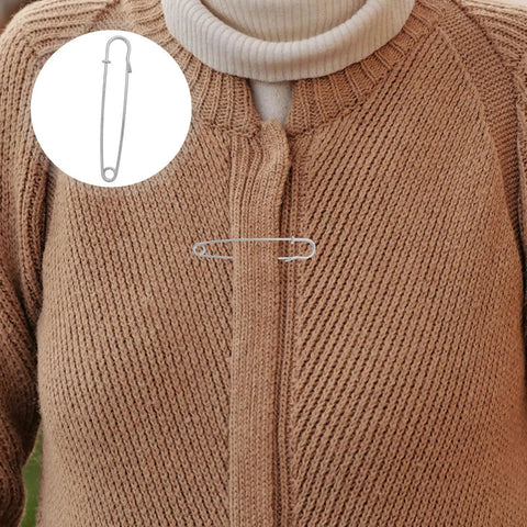 Heavy Duty Safety Pins Set By Adorainbow, 50 Pack Super Strong Iron Brooches for securing thick sweater openings.