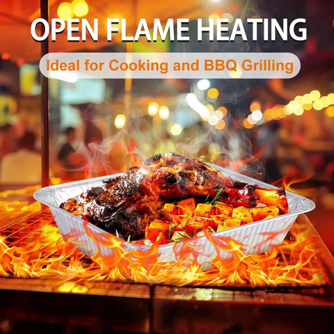Heavy Duty Foil Pans 9x13 Disposable Deep Steam Table Trays Pack Of 30 For Cooking Baking Storing And Meal Prep Leak Resistant Sturdy And Versatile with BBQ roast
