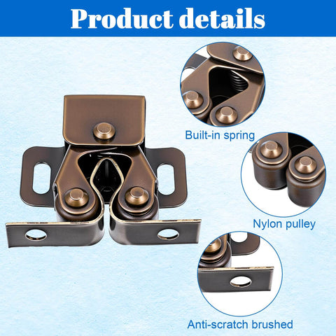 Product details of 4 Pack Double Roller Cabinet Latch Hardware For Cupboard Closet Kitchen Doors And RV Cabinets Closure Catches