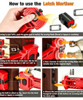 Must-Have Door Lock Installation Kit With Precision Latch Mortise Tool For Smooth DIY Home Hardware Projects And Super Easy Lock Upgrades, red latch mortiser in use