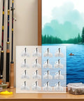 Transparent Fishing Hook Bonnets for Treble Hooks Safety Caps Protectors Pack of 100 clear hook bonnets on wooden shelf