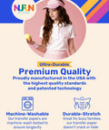 Girl holding ball, wearing pink outfit with durable transfer print, promoting USA-made ink jet printable iron on transfer paper quality.