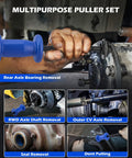 All In One Slide Hammer Puller Kit DIY Ready 22 Piece With One Inch To Two Inch And Seven Eighths Inch Adapters in use for axle and seal removal