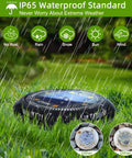 8 Pack Solar Ground Lights With 10 LED Each IP65 Waterproof Outdoor Garden Pathway Lights displaying waterproof feature in rain