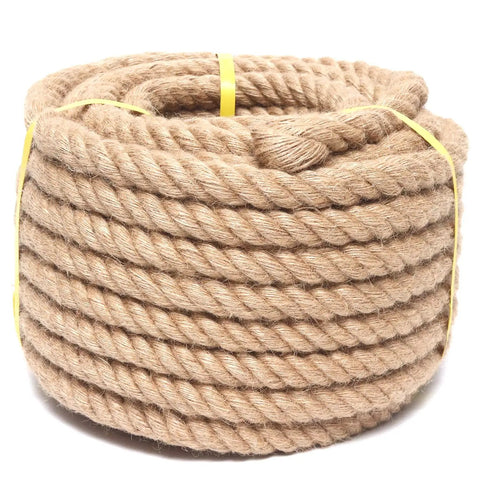 Heavy Duty Jute Rope 3/4 Inch By 50 Feet Natural Hemp Twisted Cord Coiled for Crafts and Gardening
