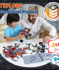 8 In 1 Electric Monster Truck Building Kit For Kids Ages 6 To 12 With 240 Pieces And Motor, DIY STEM Construction Toy Set For Boys And Girls, 8 Moving Models, Educational Science Kit For Christmas Birthday Gift, boy and man building model car