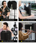 Game Changing Acoustic Recording Microphone Isolation Shield With Three Layer Soundproof Foam Panels in multiple recording settings.