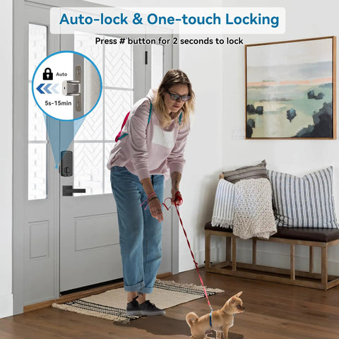 No Sweat Smart Fingerprint Door Lock With Handle Set App Control Keyless Entry Deadbolt For Front Door Mobile Access Touchless Auto Lock Rock Solid Protective Shield