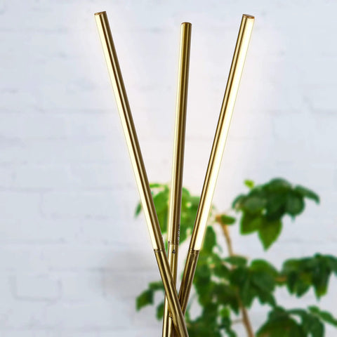 LED Tripod Floor Lamp For Living Room And Bedroom, Dimmable Modern Standing Lamp With 3 Lights in Gold Antique Brass Finish
