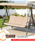 Three Piece Outdoor Porch Swing Cushions Set for 3 Seater Replacement Cushions for Patio Swing with 25D Foam Khaki 61.5x39x3in on swing