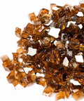 Copper Reflective Fire Glass 10 Lbs for Propane Fire Pit One Half Inch Sparkly Fireplace Glass Rocks reflecting light