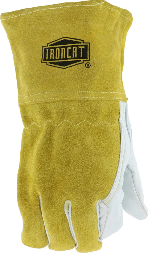 Goatskin and Cowhide MIG Welder Gloves Pack of 12, Kevlar-Trimmed, Fleece-Lined, Medium, Straight Thumb, Pearl and Gold