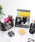 All In One Black Desk Organizer Set For Home Office And School Includes Three Desk Organizers Four Pens Stapler Staples