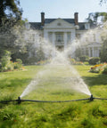 Gear Driven Sprinkler For Yard With 5 Pattern Rotary Coverage 360 Degree Sprinkler Head watering large garden in front of house