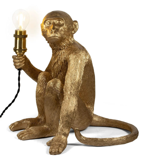 Dope Monkey Desk Lamp Modern Table Light With Resin Sitting Monkey Figurine For Living Room Bedroom Office And Dorm A Unique Quirky Lighting Fixture With E12 Socket On Off Switch Brass Socket And Twisted Fabric Cord