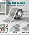 Peel And Stick Window Screen Repair Patch, Weather Resistant Mesh Tape, Trim To Fit For Home And Garage Windows, Invisible Fix For Holes, No Tools Needed, Quick Durable Screen Patch shown with scissors for cutting to size.