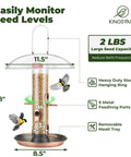 Outdoor Metal Bird Feeder That Hangs Easy On Deck With Oversized 11.5 Inch Protective Dome And 8 Inch Removable Tray