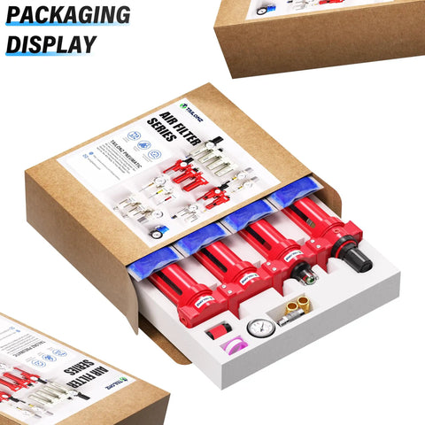 Heavy Duty 0-150 PSI One Half Inch NPT Four Stage Air Drying System With Particulate Filter in packaging