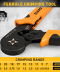 Ultimate 2180 Piece Ferrule Crimping Tool Kit For Wiring Pros And Gearheads with quadrant crimp pliers close-up