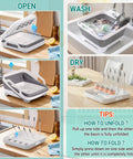 Collapsible Baby Bottle Wash Basin With Built In Drying Rack Two Point Four Gallon Foldable Dish Tub steps for use in kitchen