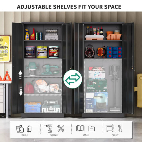 Heavy Duty Metal Storage Cabinet With Locking Doors 71 Inch Tall Steel Locker Organizer Featuring Adjustable Shelves For Garage Shop Or Office Durable As Nails And Straight Bulletproof Build