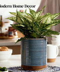 360 Degree Rotating Utensil Holder For Countertop Extra Large Ceramic Caddy In Blue Kitchen Utensil Crock For Farmhouse Decor