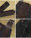 Medieval Faux Leather Wide Belt With Thigh Armor and Dual Side Skirt Armor for LARP and Cosplay close-up details