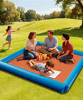 Family on 2-In-1 Sand Free Beach Blanket And Tent, 79 By 83 Inch Waterproof Picnic Blanket With Built-In Inflatable Pillows in park