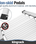 3 Step Aluminum Step Ladder Foldable For Home Use With Steel Frame Stable No Wobble Design Rust Resistant Coating 330 Lb Capacity Lightweight Yet Durable Perfect For Indoor Tasks And Quick Outdoor Fixes non-skid pedals close-up