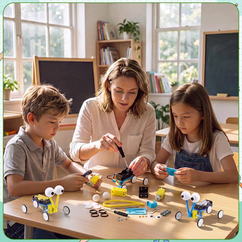 16 Piece Crawler Robot Craft Kit Set For Kids Kid Friendly Hands On STEM Building Toy Bundle For DIY Learning Classroom Projects Robot Clubs And Fun Home Activities, classroom scene