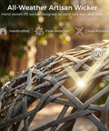 Close-up of all-weather PE wicker on Swing Egg Chair With Stand Bird Cage Patio Hanging Chair With Cushions For Indoor Outdoor Use All Weather 350 Lb Capacity Big Dark Grey For Porch Or Garden With Weatherproof Frame And Plush Cushion For Cozy Lounging And Easy Outdoor Enjoyment