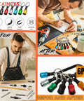 Six Color Drill Extension Bit Holder That Keeps All Your Bits In One Handy Clip With A One Quarter Inch Hex Shank Aluminum Alloy Build Screwdriver Bits Holder Extension Bar Drill Adapter Perfect Portable Gift For Men displayed on table and in use by worker