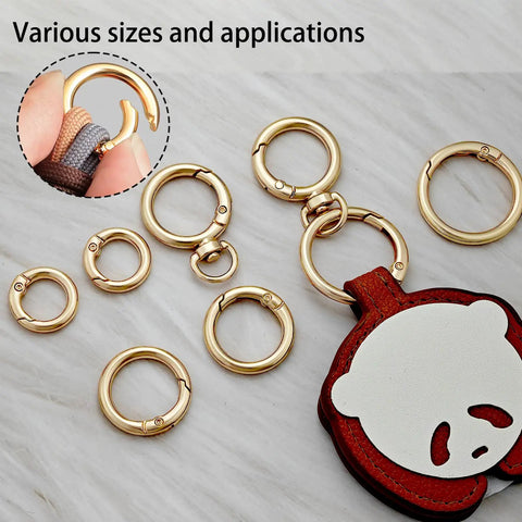 16 Pack Gold Metal Spring O Ring Carabiner Set Four Sizes With Quick Release Keychain Clips For Keys Bags Dog Tags Paracord Lanyards And DIY Repairs All In One Heavy Duty Gear, gold alloy rings